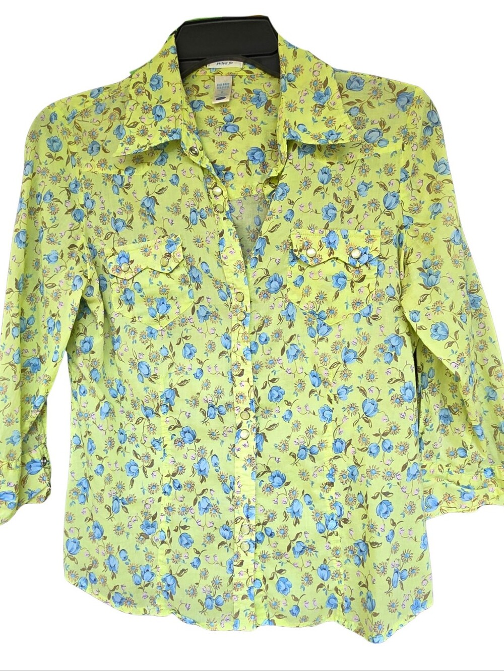 Vtg Old Navy Boho Floral Snap Button Down Shirt, Sz. S